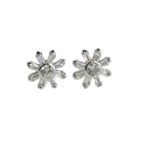 DAISY flower Sterling silver cz stud earrings - Picture 1 of 5